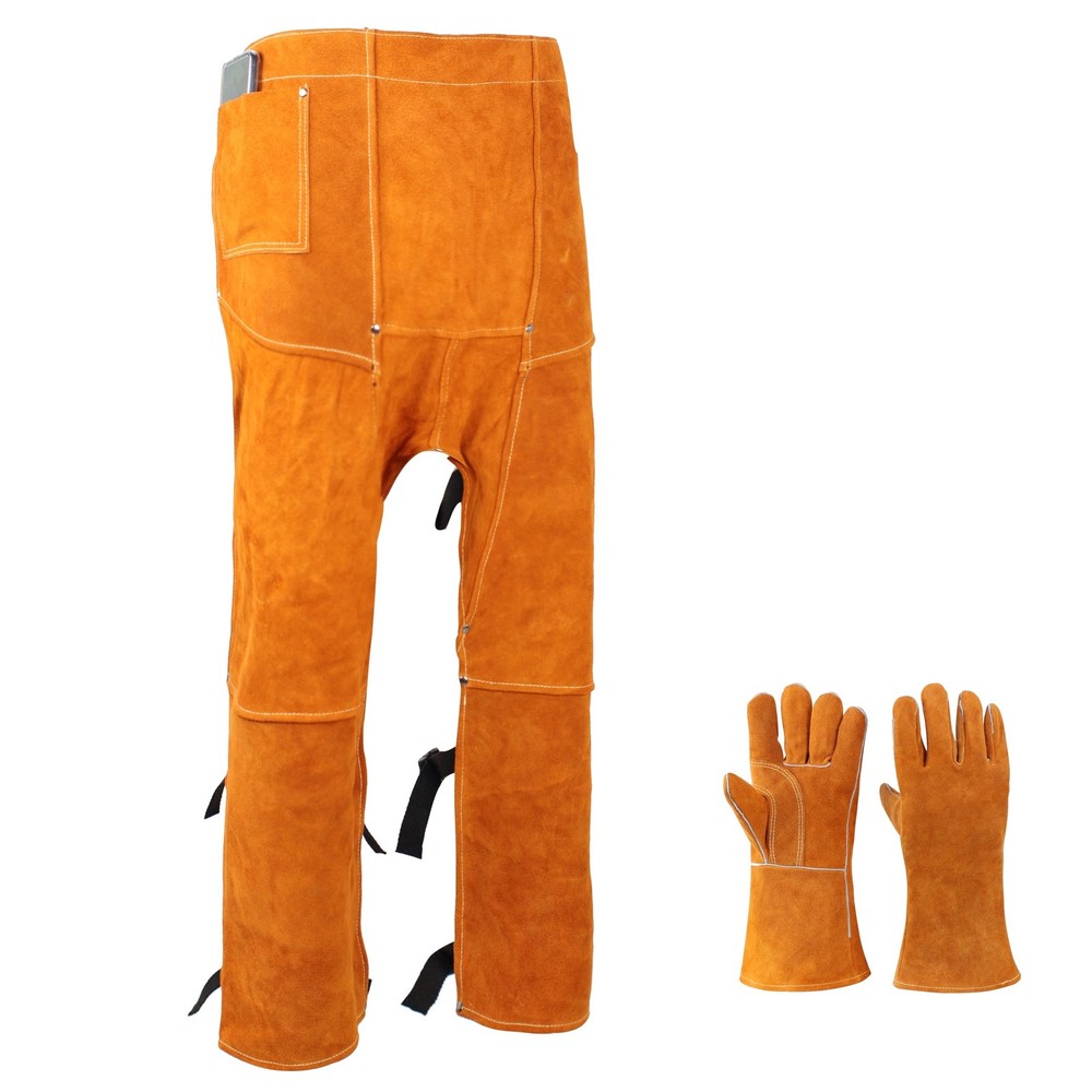 Leather Welding Pants, Welding Chaps - Leather Leg Protection, Adjustable Fit...