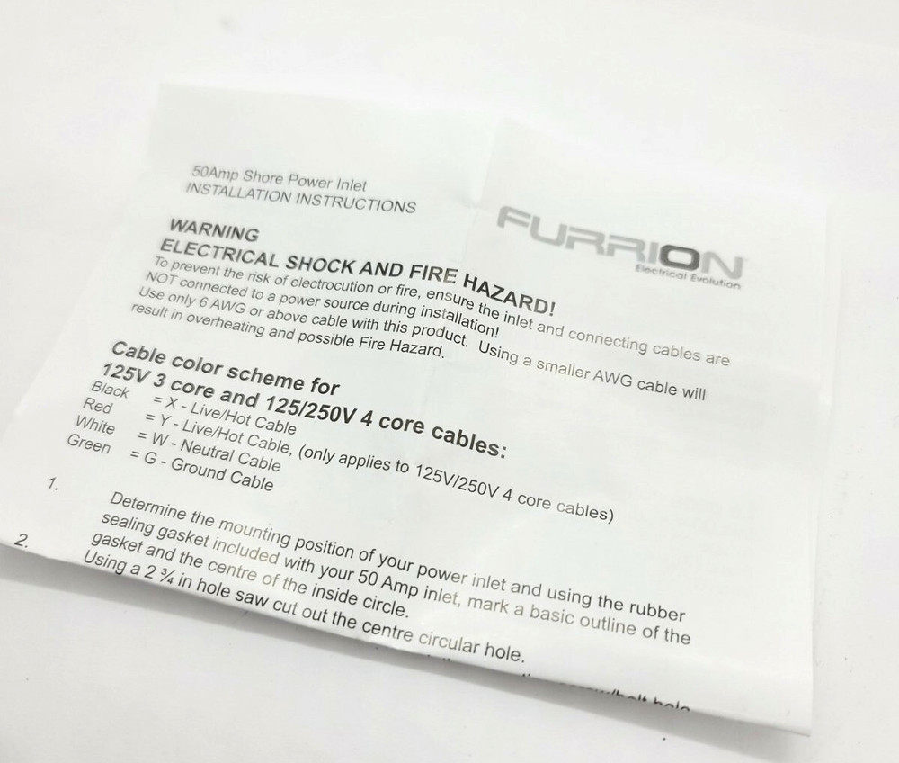 FURRION F52INR-BSN 50A 125V/250V MARINE SHORE POWER ROUND INLET w/GROMMET *C15