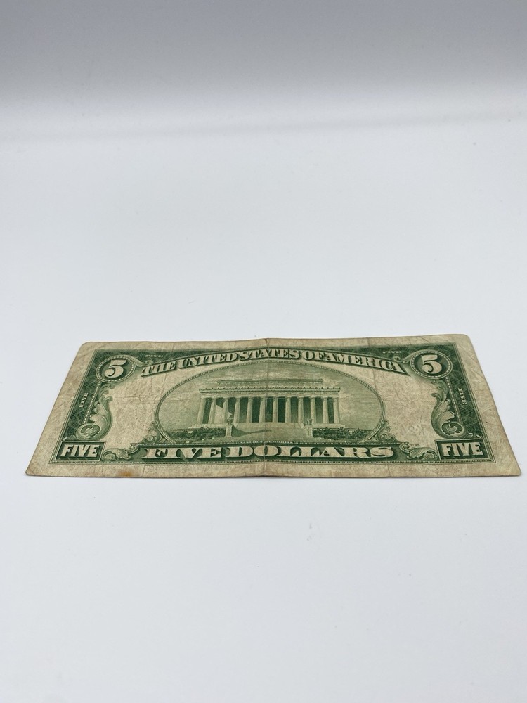 1934 A 5 Five Dollar Silver Certificate Blue Seal Note Banknote