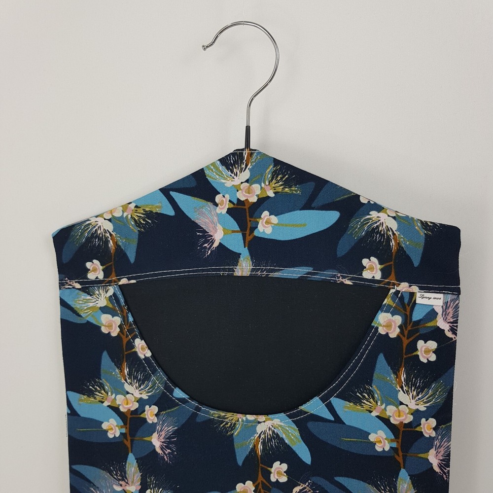 Peg Bag Handmade Navy Blue Floral Patterned Lined Laundry Clothes Peg Holder