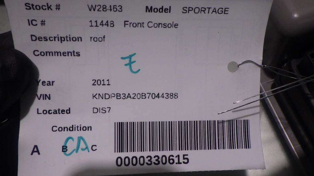 11 KIA SPORTAGE Front Console roof