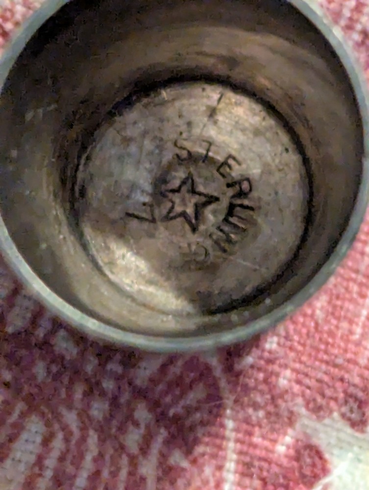 Antique 5 Point Star Hallmarked Sterling Silver Size 7 Thimble Gold Scroll Work
