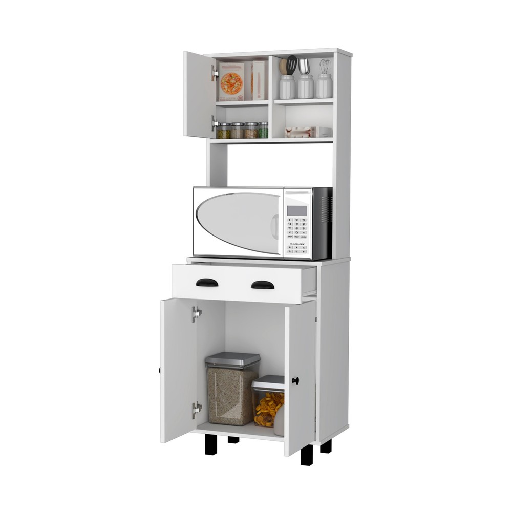 White 1-Drawer Kitchen Pantry