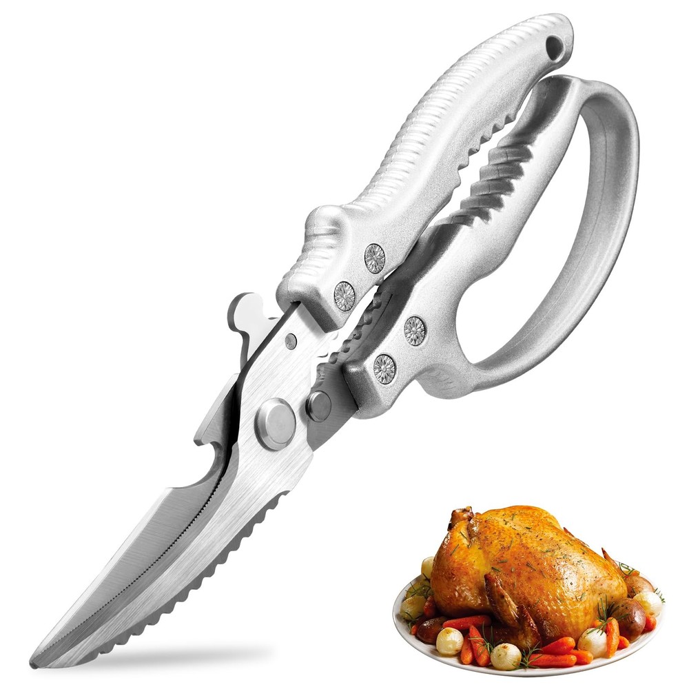 Heavy Duty Kitchen Scissors, Poultry Shears for Meat, Chicken, Bone, Silver