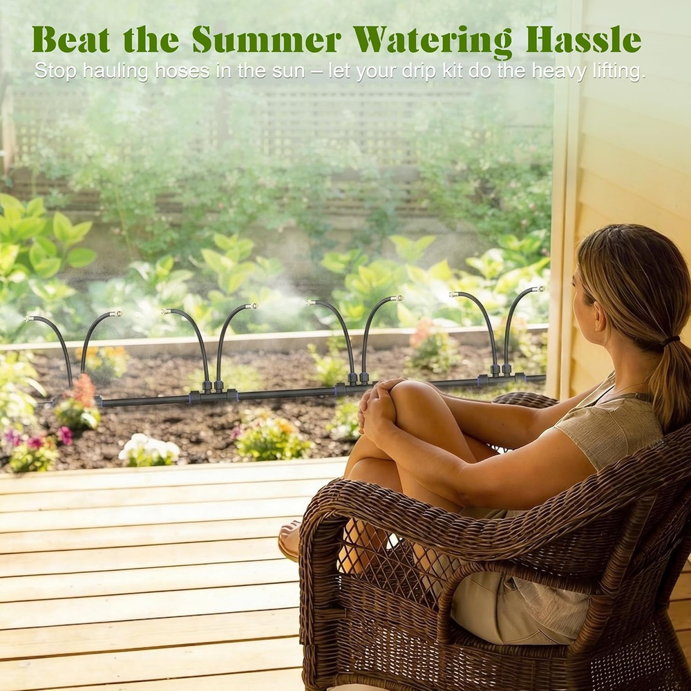 Drip Irrigation System for Garden, Automatic Watering System with Adjustable 360