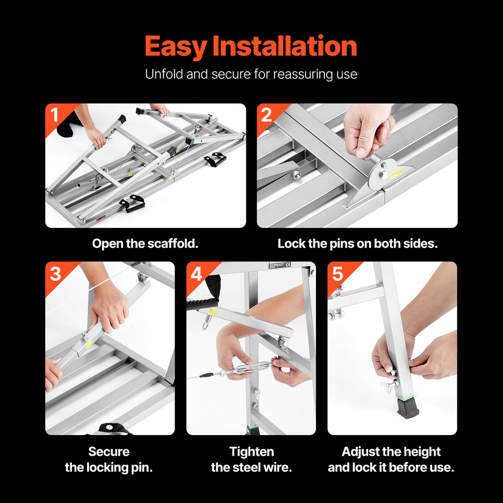 Work Platform Adjustable Height Portable Scaffolding Platform 880 lb Load