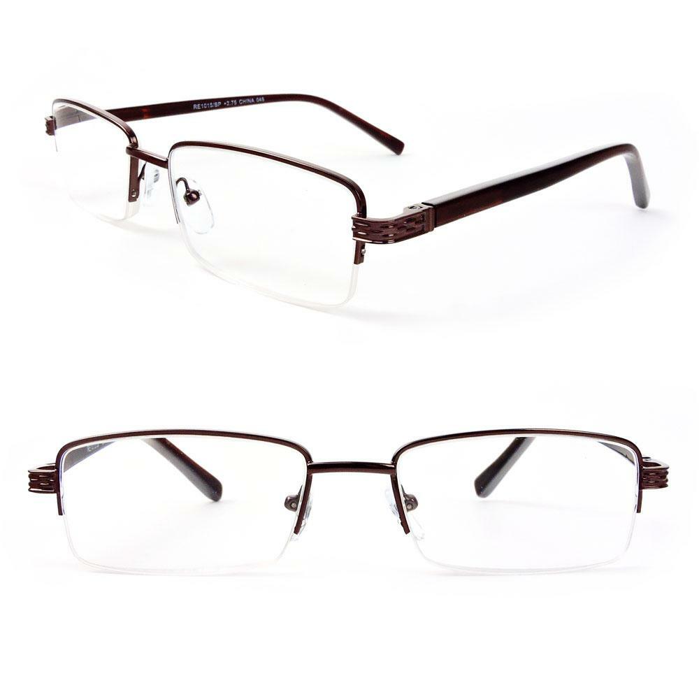 Semi-Rimless Rectangle Lenses Spring Hinges Reading Glasses