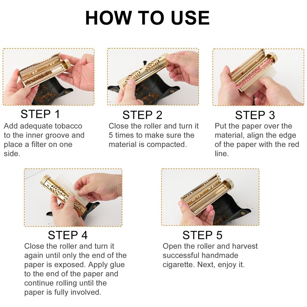 Cigarette Rolling Machine, Joint Roller Vintage with 76mm/110mm Papers, Filte...