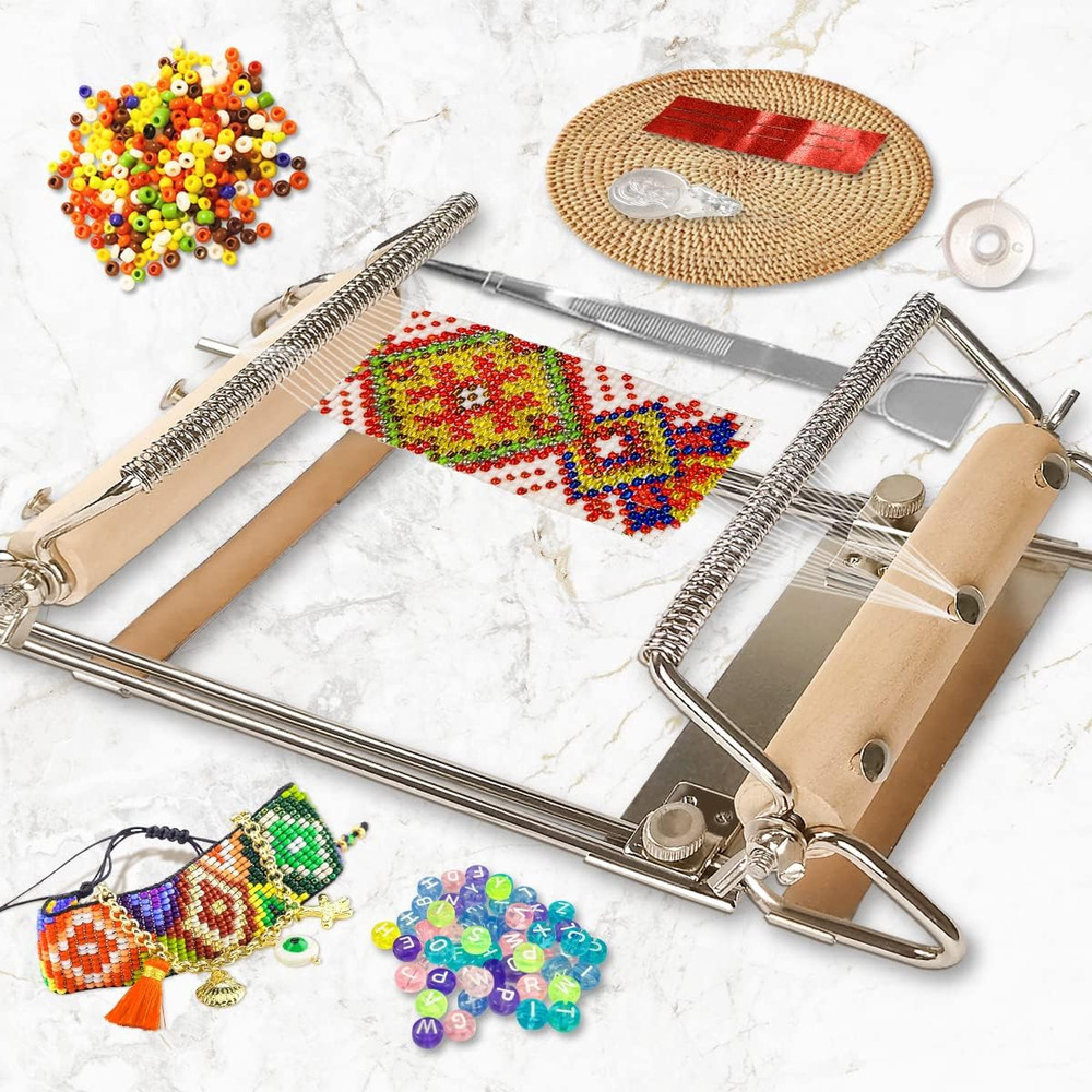 the Third Generation Beading Loom Kit with Seed Beads, Bead Needle,Thread,Needle