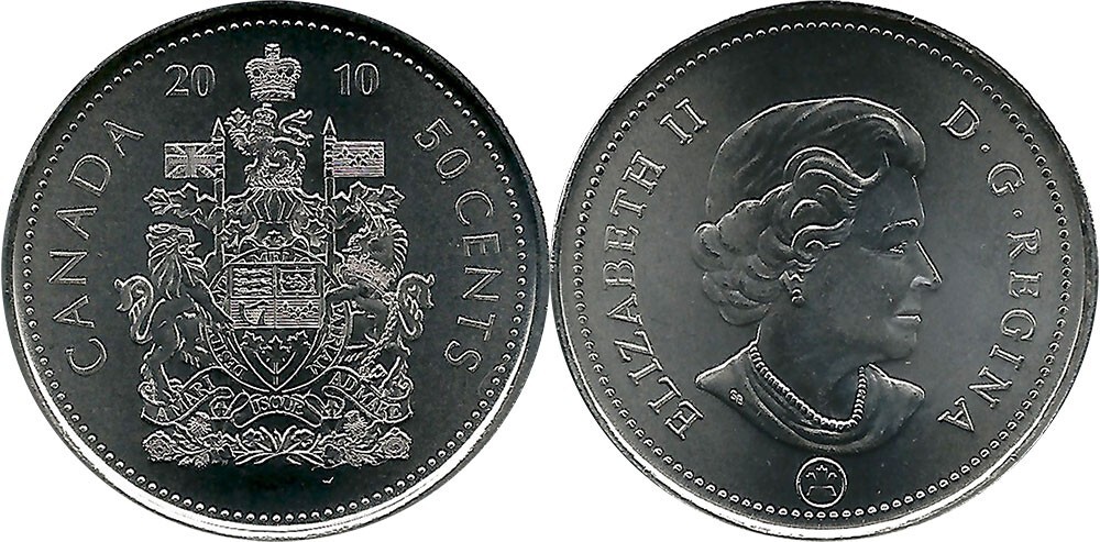2010 CANADA 50 Cent Half Dollar UNC Coin From Roll