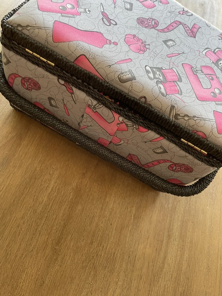 Pink Grey And Black Sewing Basket