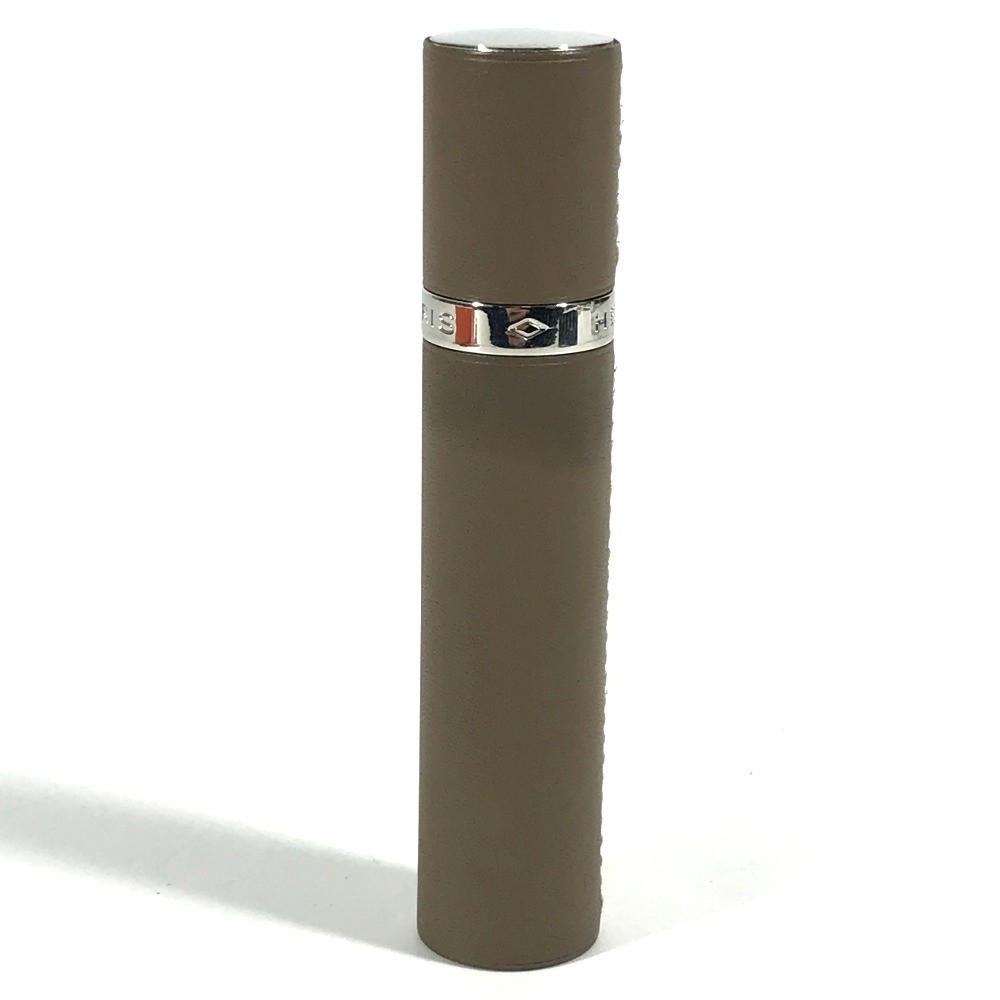 HERMES refillable Atomizer perfume case accessory case Leather Etoupe gray