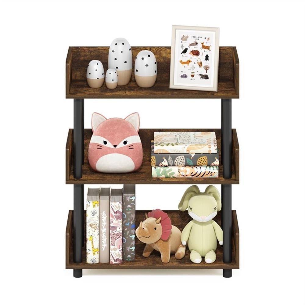Pemberly Row 3-Tier Freestanding Multipurpose Display in Amber Pine/Black