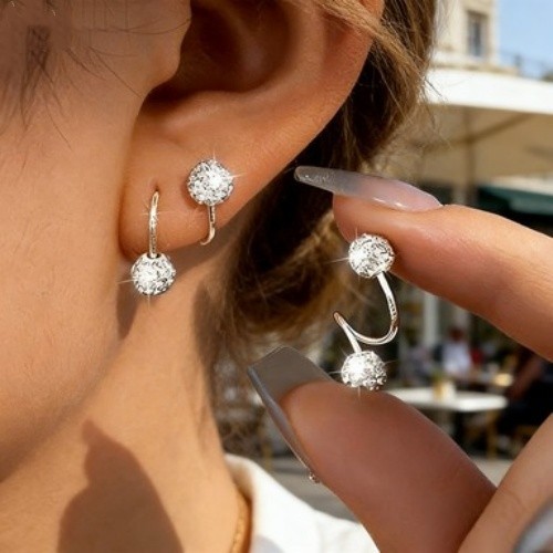 Shimmering Textured Ball Drop Earrings, Silver Tone Elegant Hook Accessory