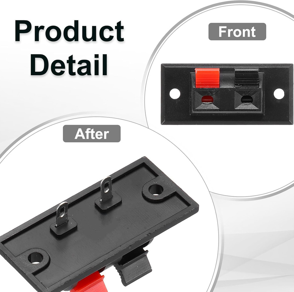 Uxcell 2 Way Spring Terminal Clip Push Release Connector Plate Jack Socket Speak