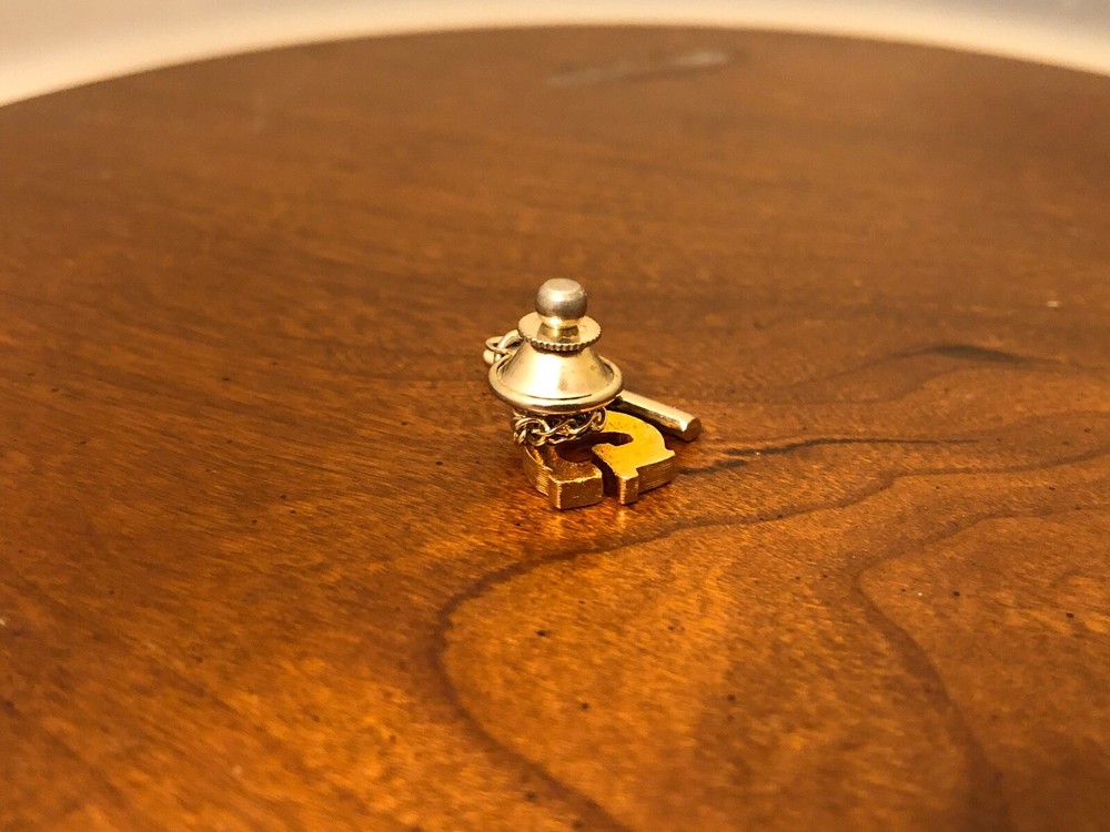 Initial G Tie Tack vintage Monogram Tie Pin with chain.