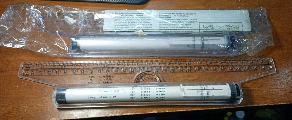 Drafting Rolling Parallel Rulers Transparent Architect Drawing Tools Set of 2