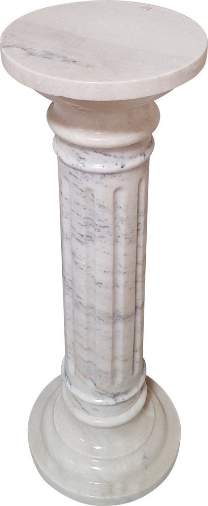 Solid White Marble Pedestal Column Fluted 37" Tall. Pickup Only.