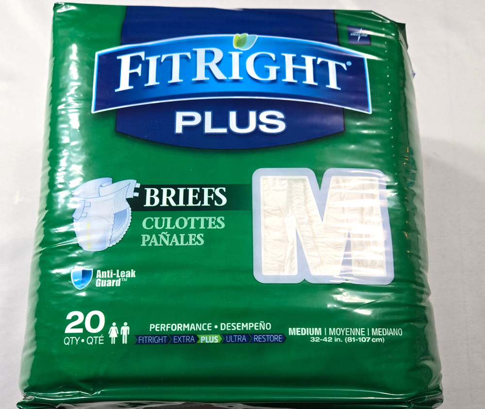Fit Right Plus Briefs Size Medium 32"-42" Qty 20 per pack Performance Plus