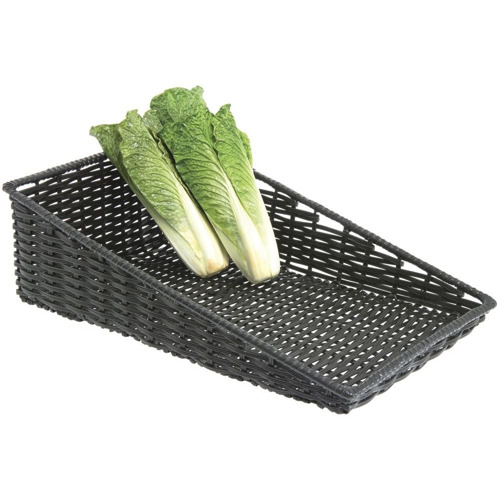 HUBERT Wicker Look Tapered Storage Basket, Rectangular Black- 15 1/2"L x 24"D x