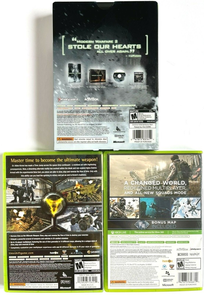 MICROSOFT XBOX 360 S HOME GAME CONSOLE BUNDLE WITH 2 CONTROLLERS 3 SHOOTER GAMES