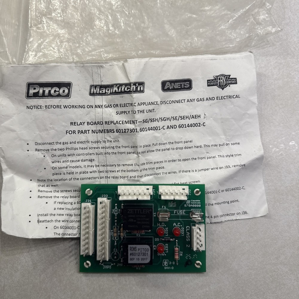 Relay Board for Pitco Part# 60127301