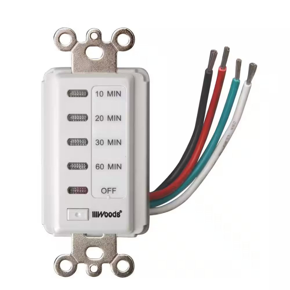 15-Amp 10-20-30-60 Minute In-Wall Countdown Digital Timer Switch, White