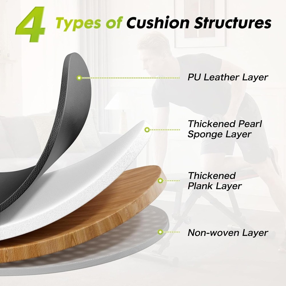 Adjustable Weight Bench Full Body Strength Training Foldable Workout Bench W/