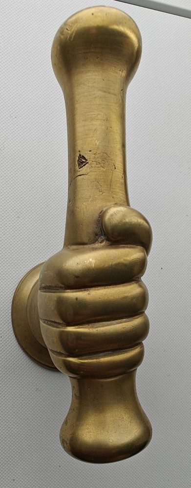 Vintage Brass Fist Hand With Scroll Door Pull Safe Handle