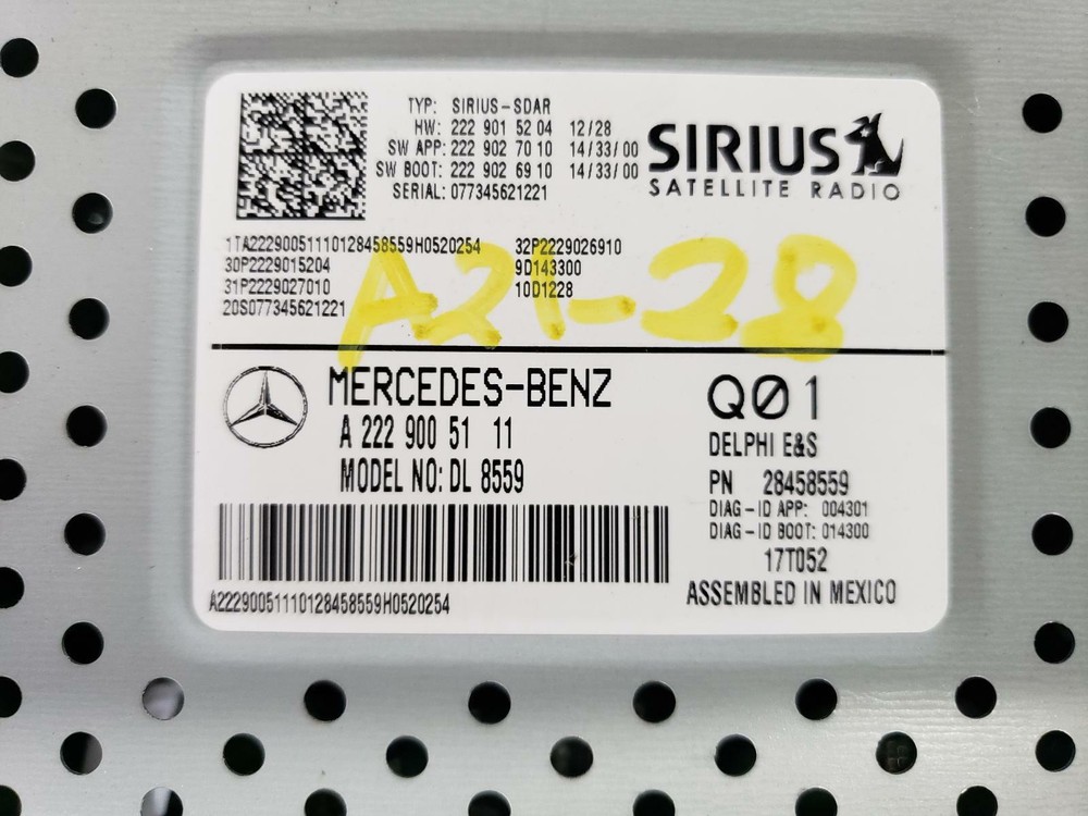 2017 MERCEDES C63: Satellite Receiver ID# 2229005111