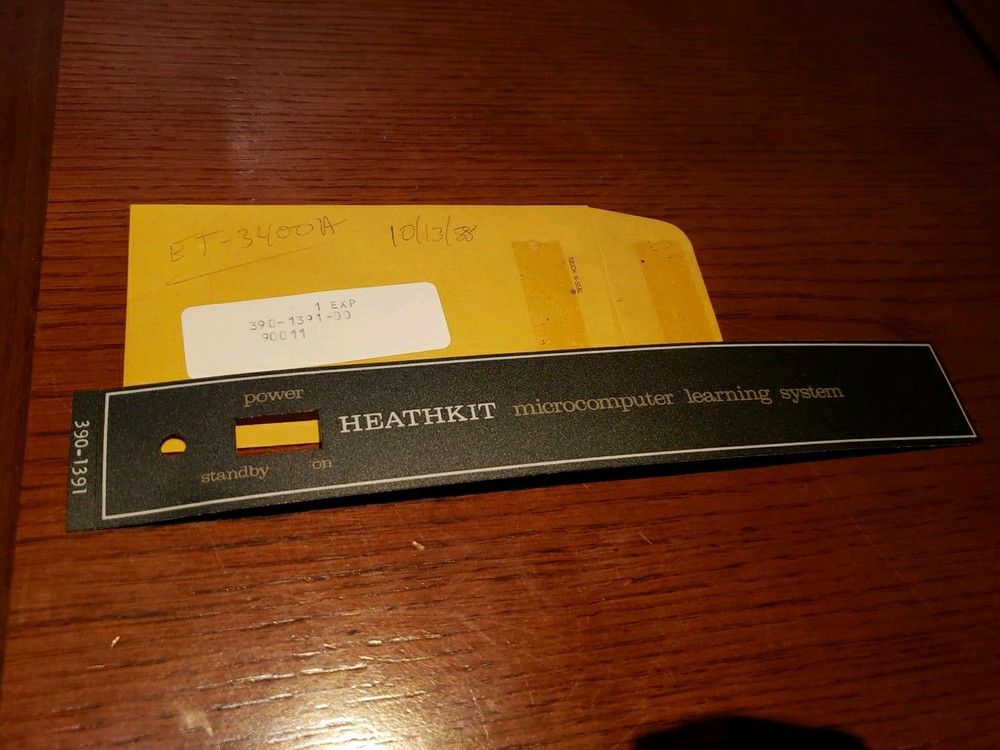 One New ET-3400 "Heathkit Label" #390-1391 for Microcomputer Learning System