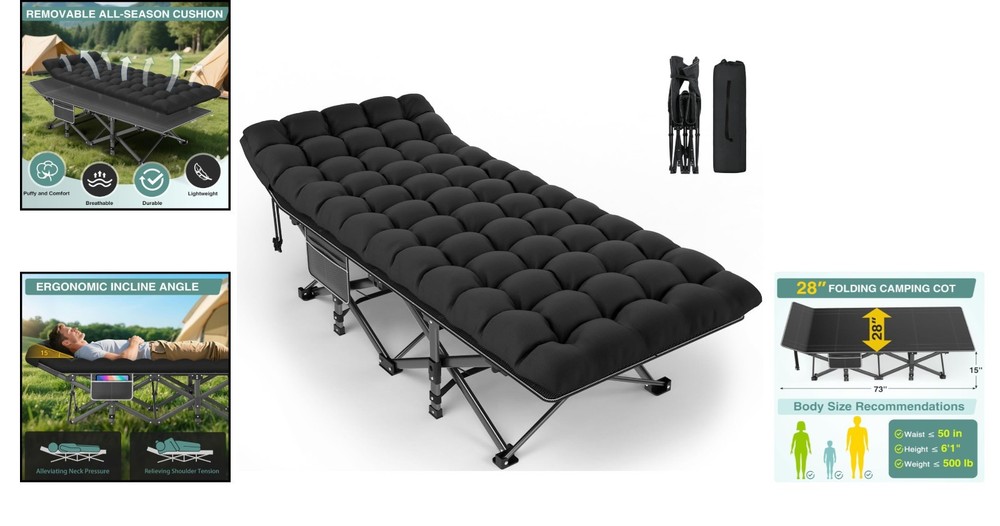 Compact Foldable Sleeping Cot - Waterproof & Lightweight for Adventurous Sleep
