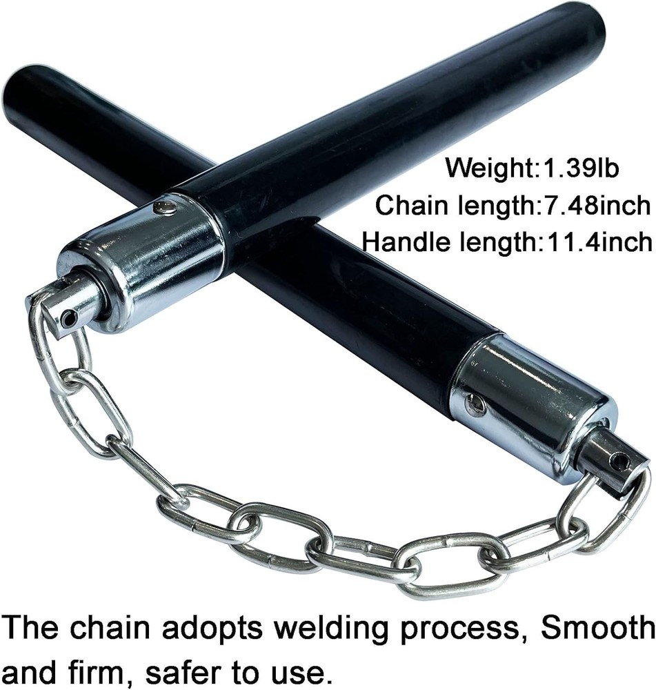 Nunchucks Safe Solid Rubber Training Nunchakus with Steel Chain...
