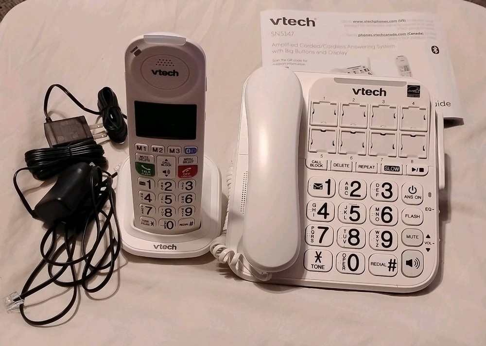 VTech SN5147 Amplified Corded/Cordless Answering System Big Buttons & Display™