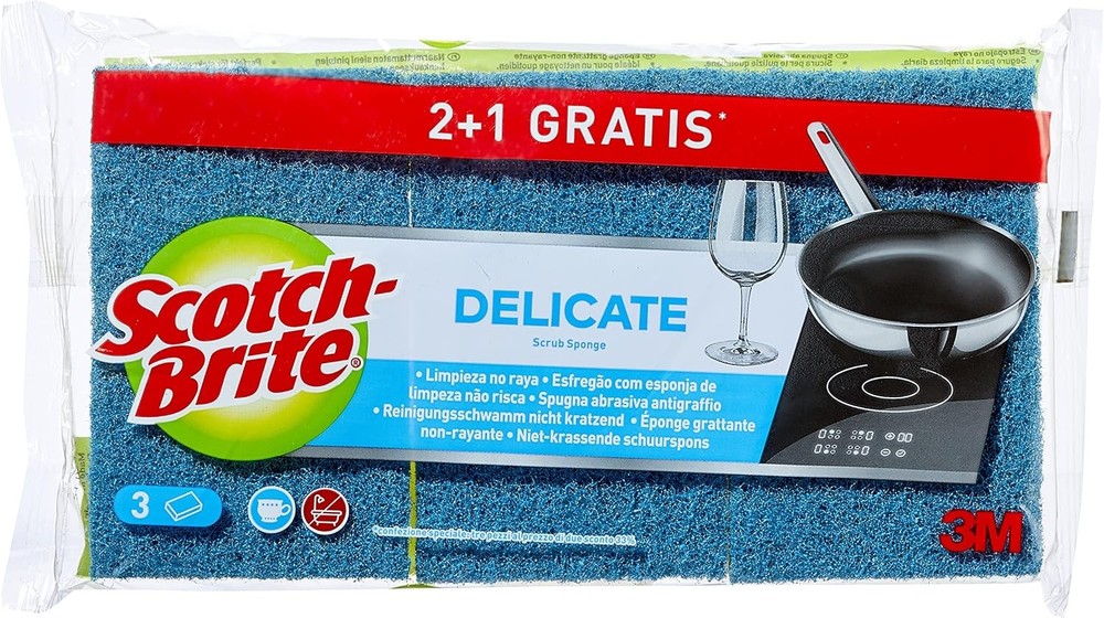 Universal Linated Scourer, Polyurethane, Blue-No Stripe, 3 Unidad
