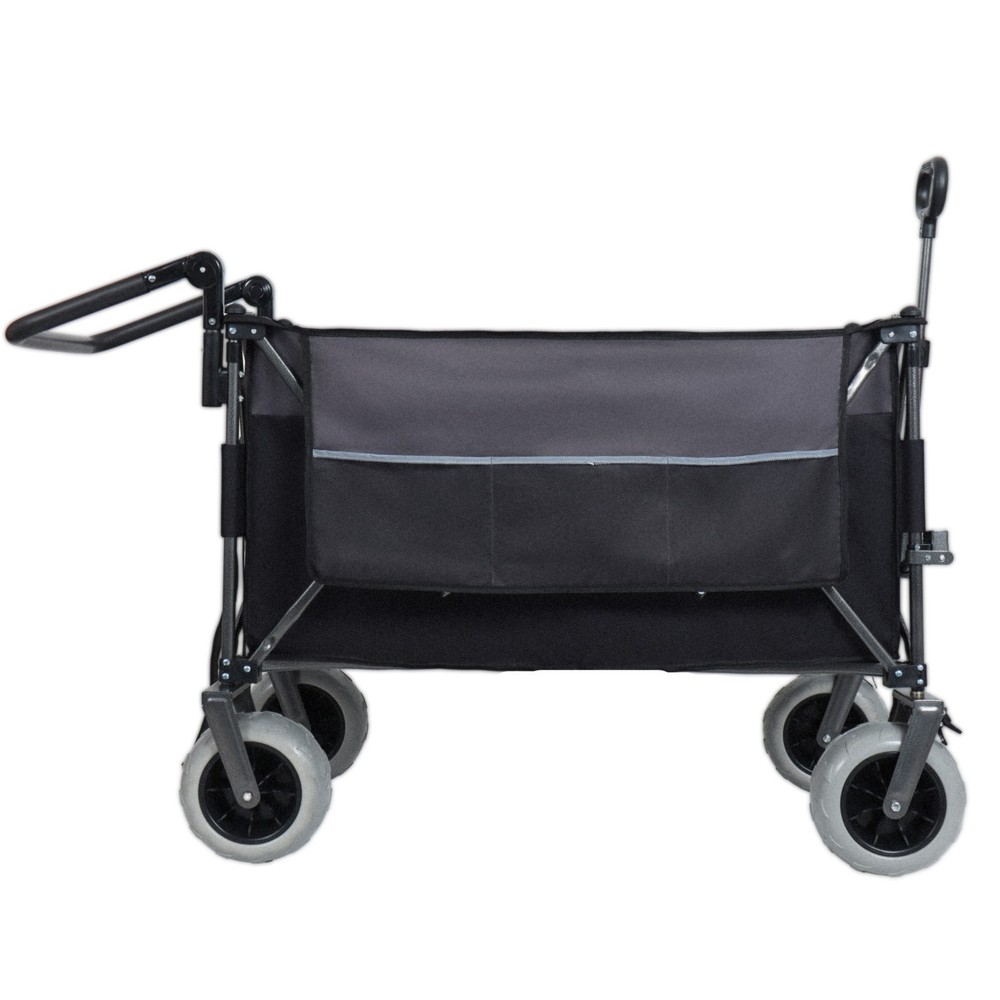 Push-Pull Folding Wagon Cart with Rotating Handle & Large Beach Tires