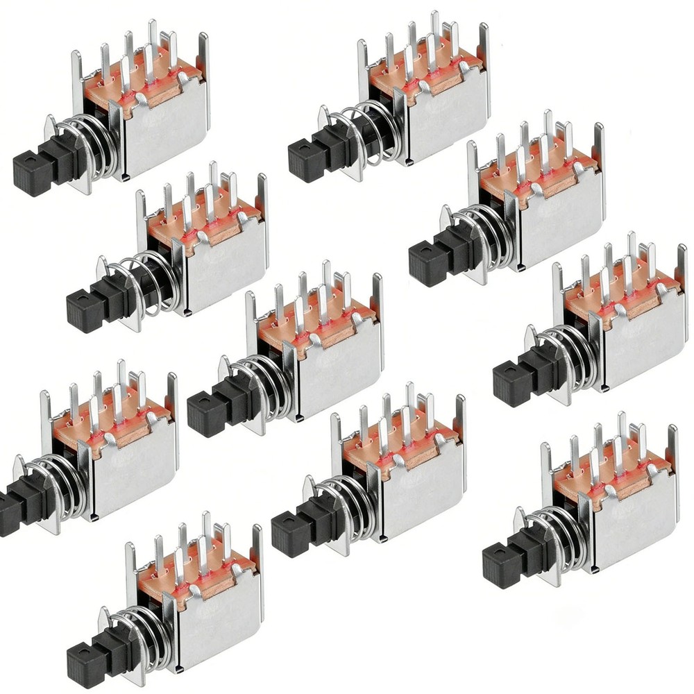 Push Button Switch DPDT 6 Pin 1 Position Self-Locking Black 10pcs
