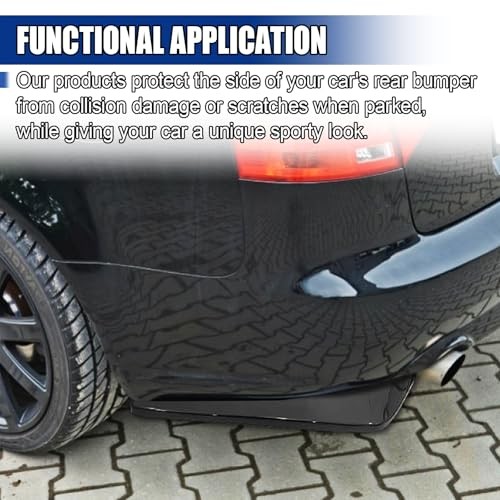 2PCS Car Rear Bumper Canard Diffuser Protector, Anti-Collision Side Black