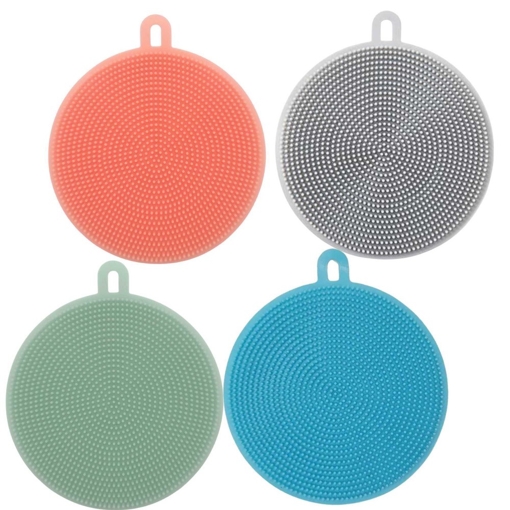 4.3" Round Silicone Sponge Scrubber: 1 Pack