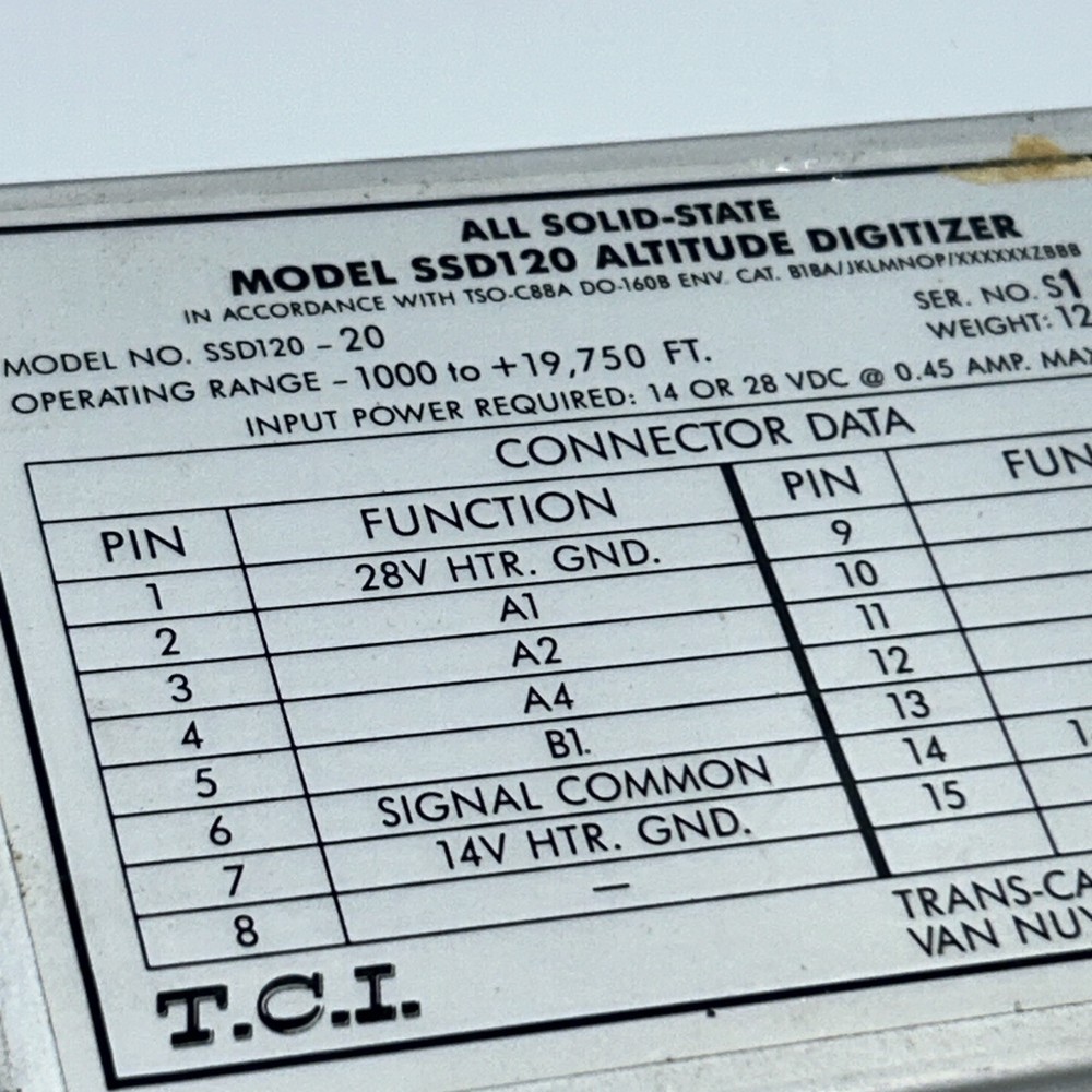 Trans-Cal Industries Model SSD120 Altitude Digitizer / Encoder
