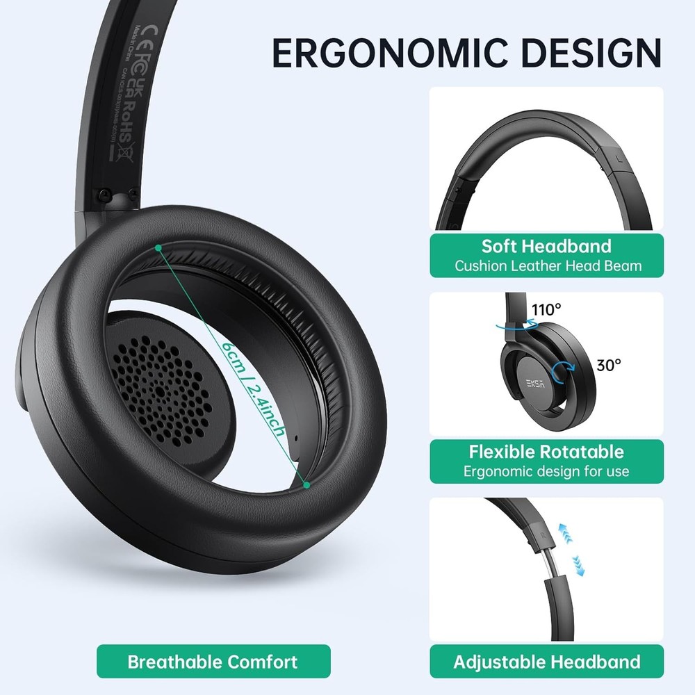 EKSA H27 USB Computer Headset with Microphone for Work, PC Headset with Noise Ca