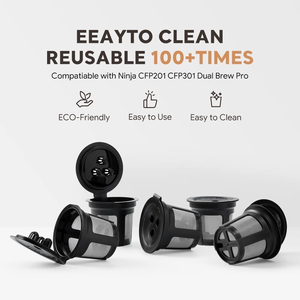 Ninja Dual Brew Coffee Maker 6 Reusable Refillable K Cup Coffee Filter Pods