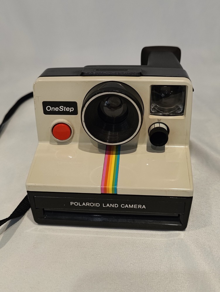 Polaroid One Step Land Camera W/Strap Untested Rainbow Stripe Vintage Retro
