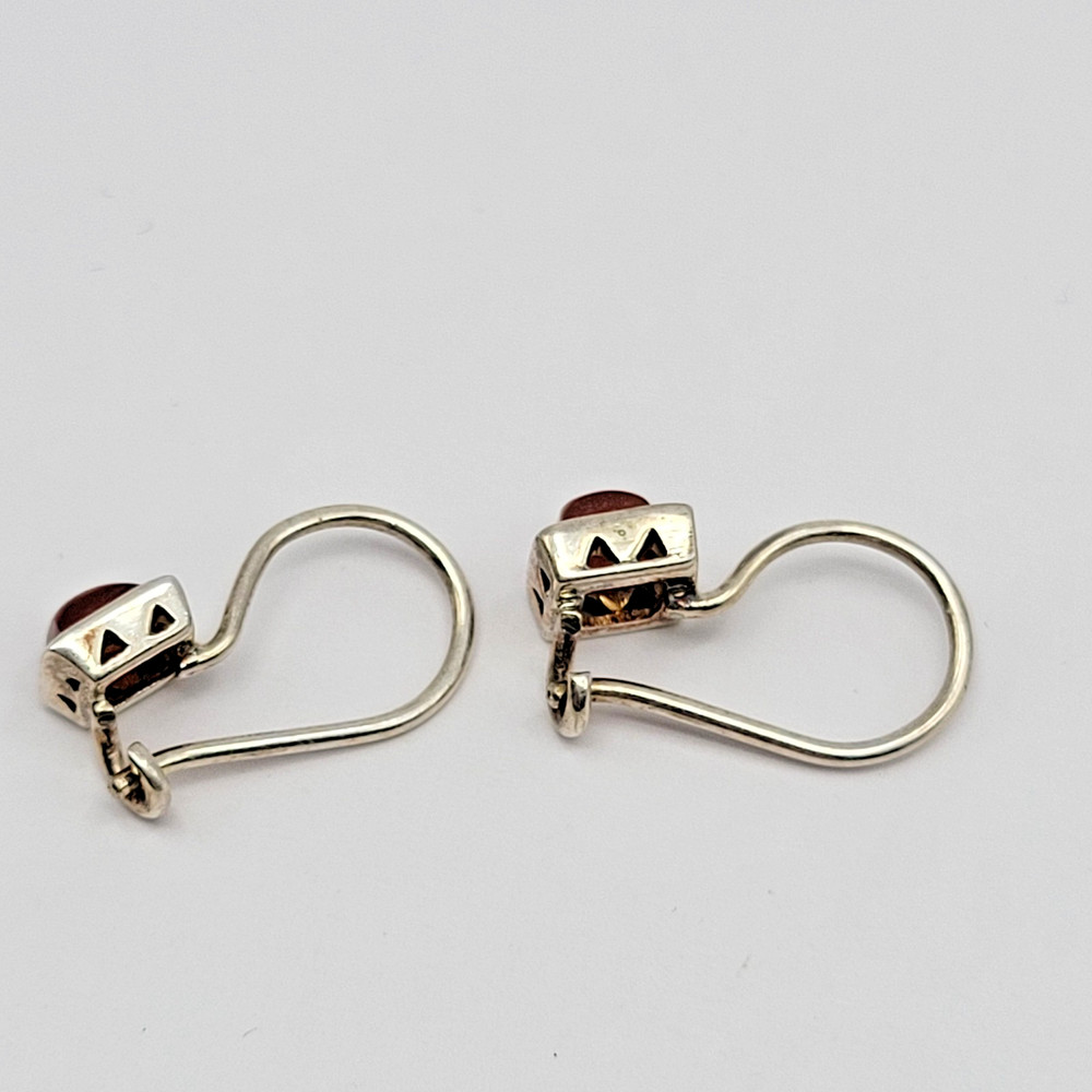 Sterling Silver Carnelian Square Pierced Triangle Side Drop Dangle Earrings