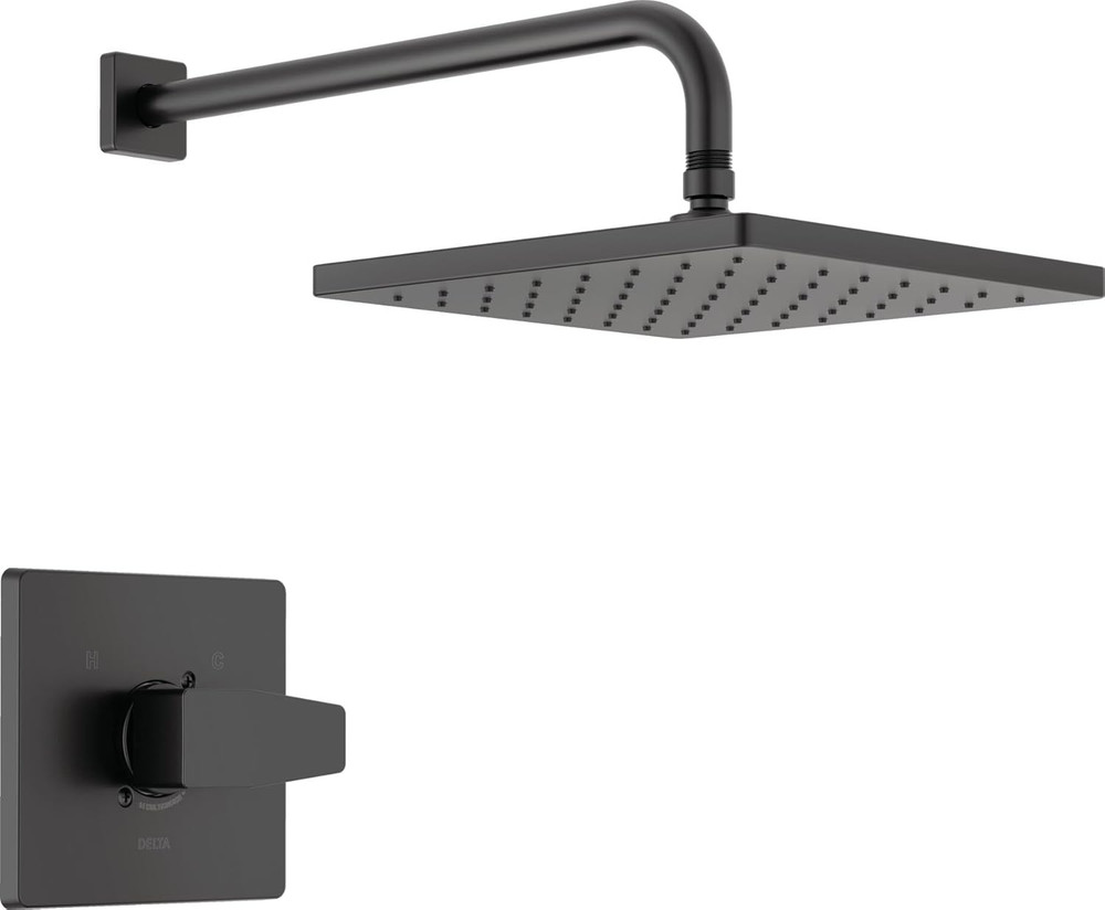 Faucet Modern Raincan Square Single-Function Shower Valve Trim Kit Black, Shower
