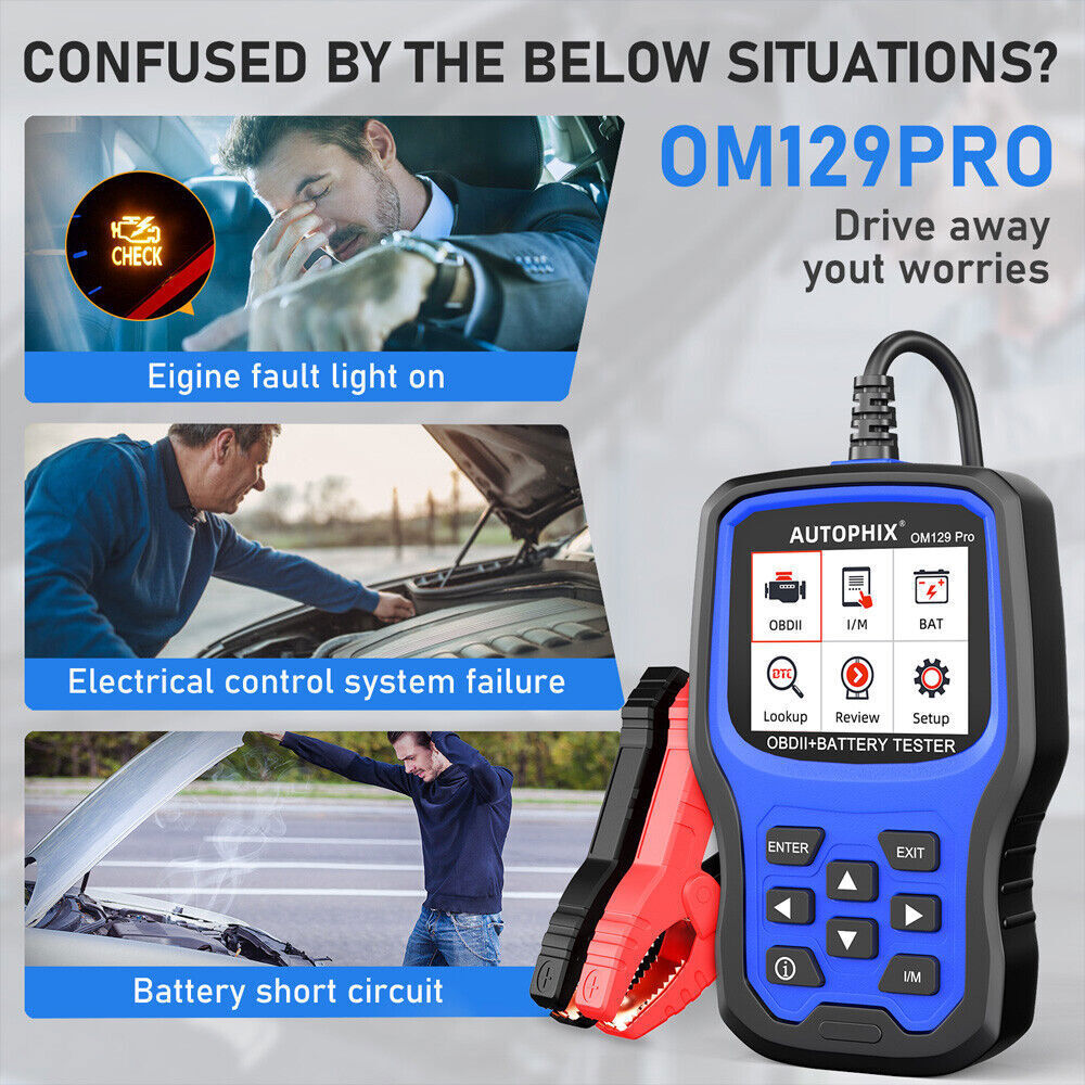 AUTOPHIX OM129 Pro OBD2 Scanner Full Check Engine Code Reader 12V Battery Test