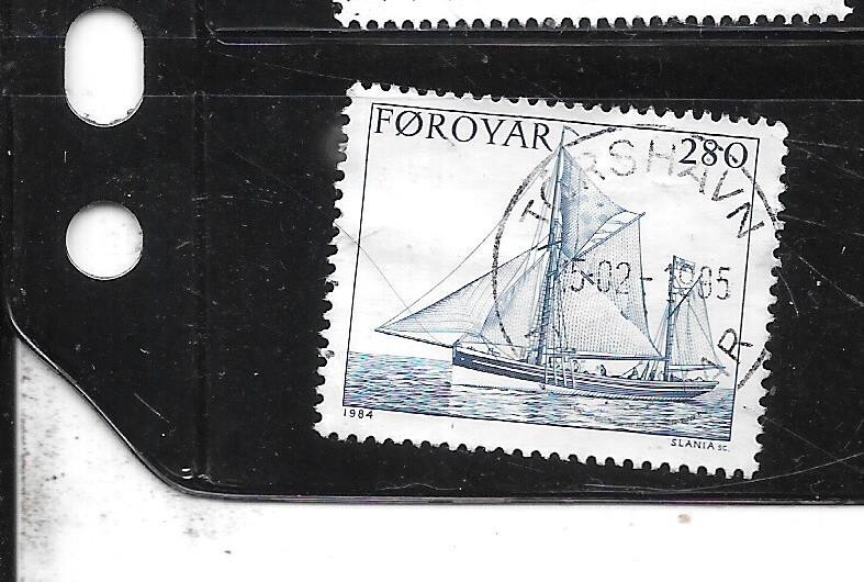 FAROE ISLANDS SC#112 1984 SHIP VERY FINE OLD USED COMMEMORATIVE STAMP