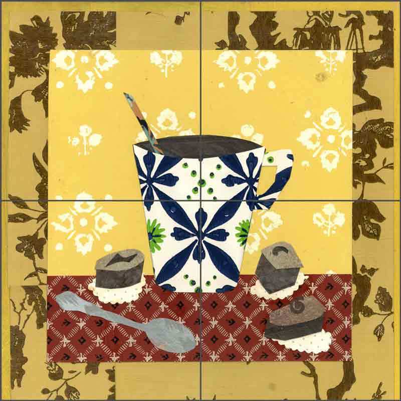 Coffee Tile Backsplash Jan Kitchen Cup Ceramic Mural Art  POV-RJA010