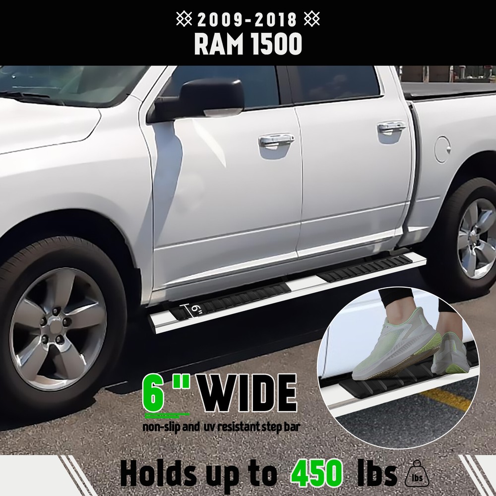 For 09-18 Dodge Ram 1500 Crew Cab 6Ft Running Board Side Step Bars