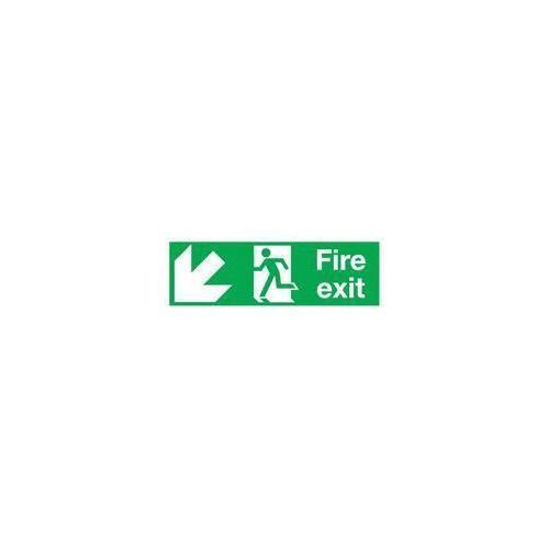 E97SS Safety Fire Sign Exit Running Men's Down Left Arrow 150x450mm